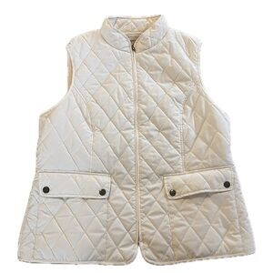 Appleseed's Quilted Vest Women Medium White Lightweight Full Zip Coastal Grandma